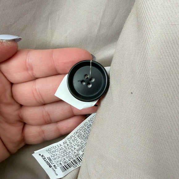 Zara Man LONG POLYESTER DOUBLE-BREASTED COAT SZ XL Light Tan Trench NWT - Picture 13 of 17